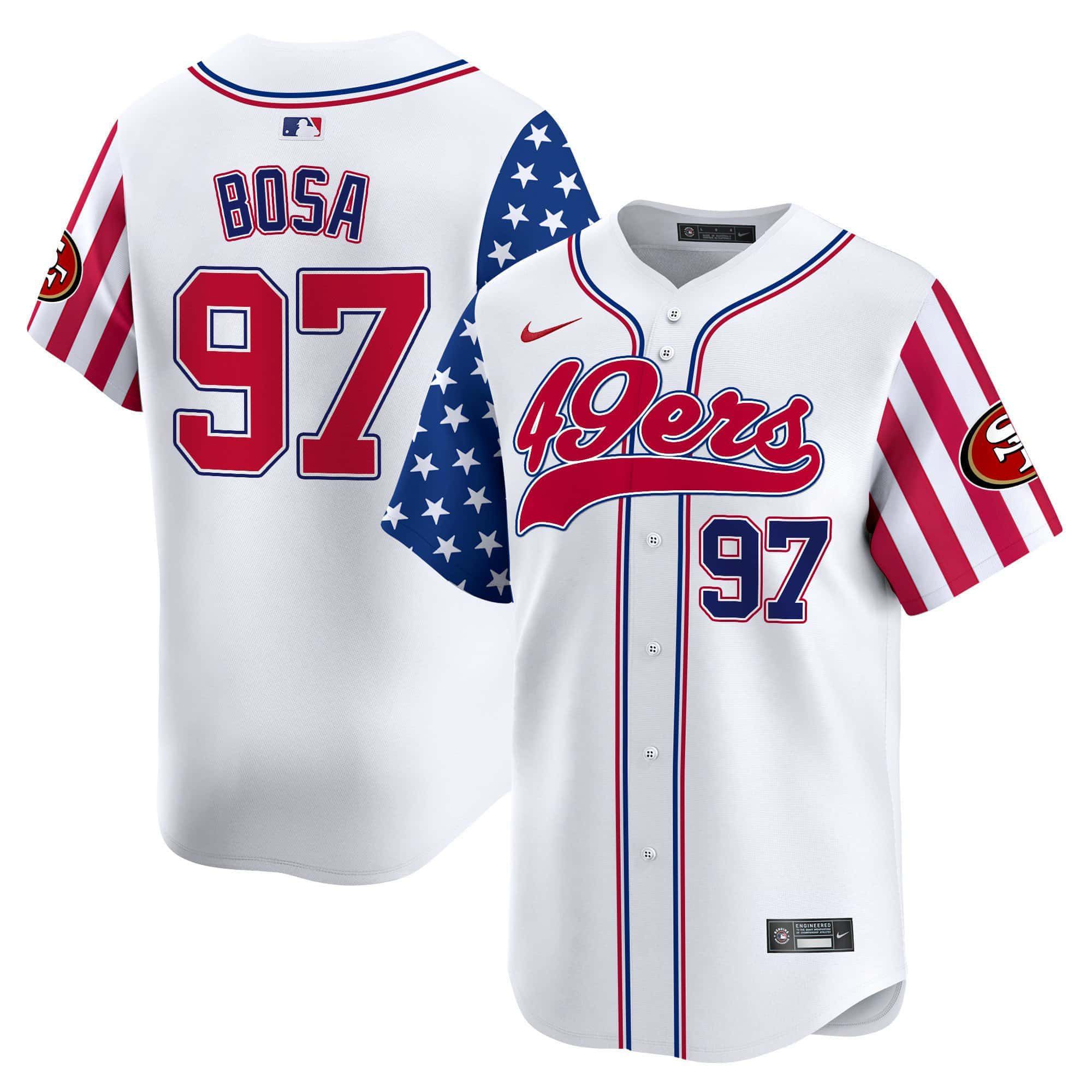 Men San Francisco 49ers 97 Bosa White Nike 2024 Independence Day Vapor Premier Limited NFL Jersey